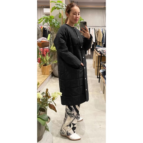 【Bed&Breakfast】Grosgrain Quilted Liner LongCoat in Black