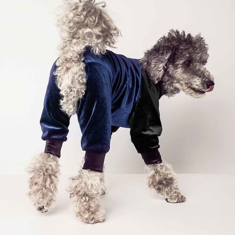 【PEGION/ペギオン】BICOLOR STRETCH VELOR ROMPERS (バイカラーストレッチベロアロンパース） red/navy