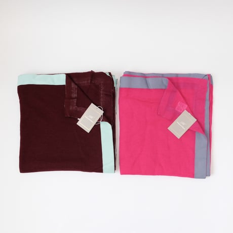 【mieyamieya ミエヤミエヤ】cashmere stole (カシミヤストール）bordeaux/ bluegreen/pink MS100192