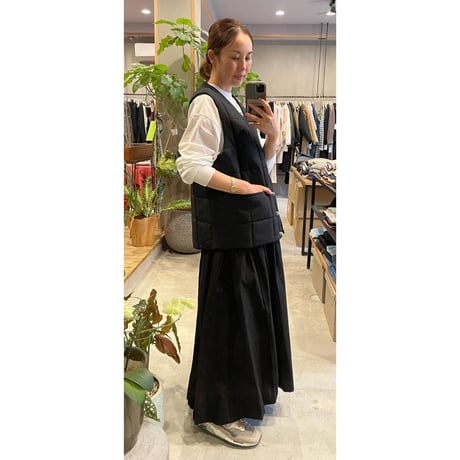 【Bed&Breakfast】Grosgrain Quilted Liner Vest in Black