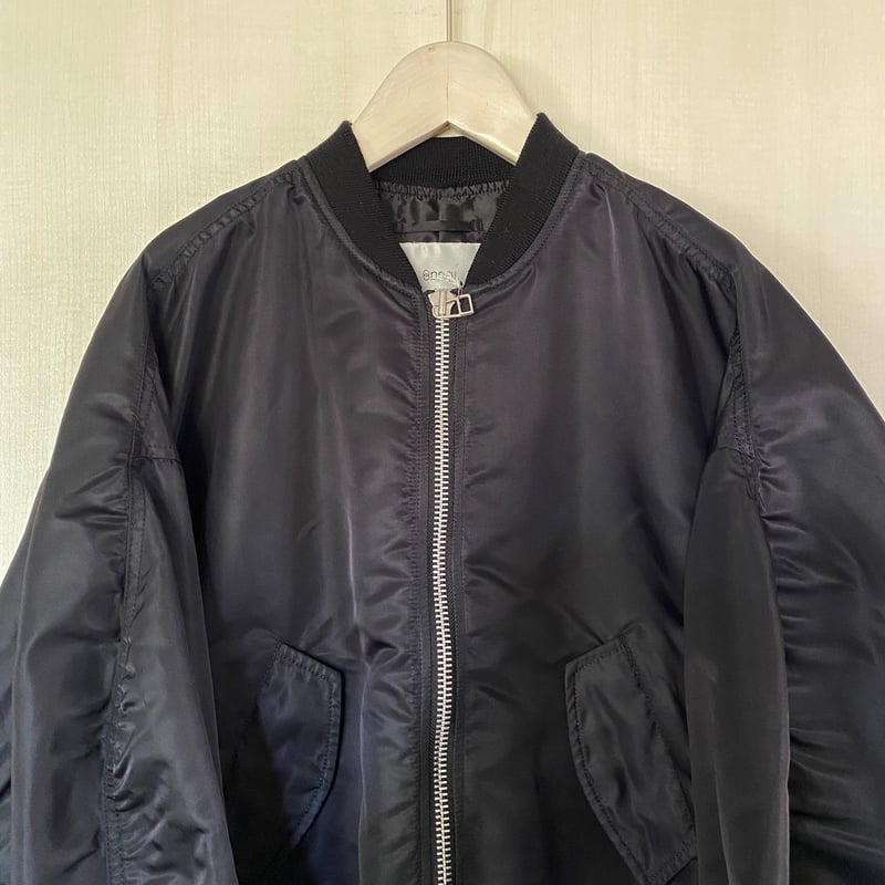 ニアーニッポン ビッグスリーブMA-1ジャケット ブルゾン ミリタリー F 黒