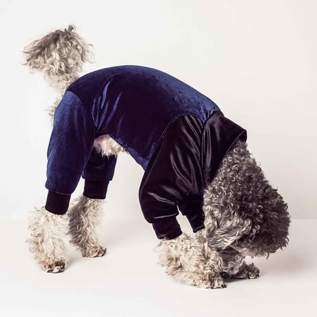 【PEGION/ペギオン】BICOLOR STRETCH VELOR ROMPERS (バイカラーストレッチベロアロンパース） red/navy