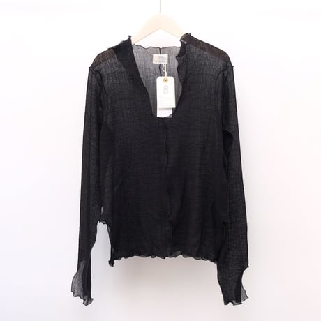 【Bed&Breakfast ベッド＆ブレイクファースト】Sheer Crepe Key Neck Top