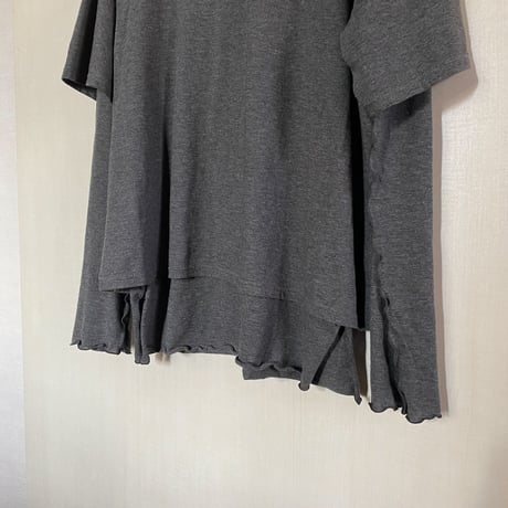 【Bed&Breakfast】Yak Cotton Jersey Double Layer Crew-Neck Tee in Gray