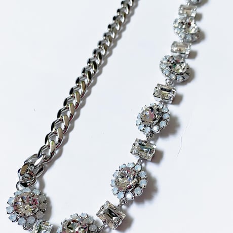 【Bijou R.I/ビジューアールアイ】Crystal Flower Chorker (クリスタルフラワーチョーカー）crystal/burgundy