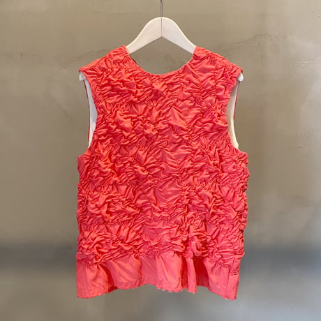 【Greed International グリードインターナショナル】Plum blossom Shirring embroidery Sleeveless Blouse in Pink