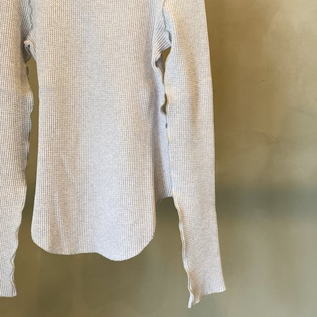 【Bed&Breakfast ベッド＆ブレイクファースト】Cotton Waffle Crew-neck in LtGray