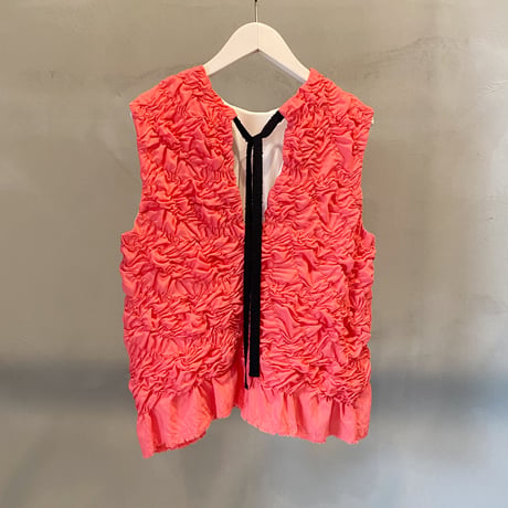 【Greed International グリードインターナショナル】Plum blossom Shirring embroidery Sleeveless Blouse in Pink