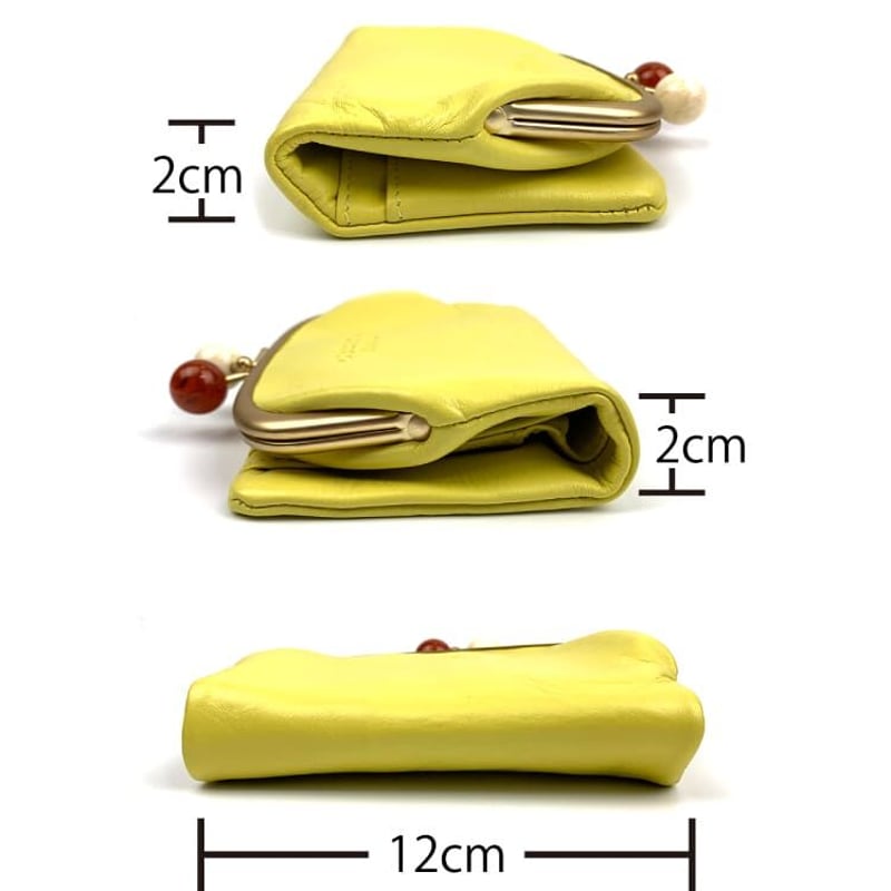 本革 がま口 ミドルウォレット アクリル玉 二つ折り財布 ズッケロ ...