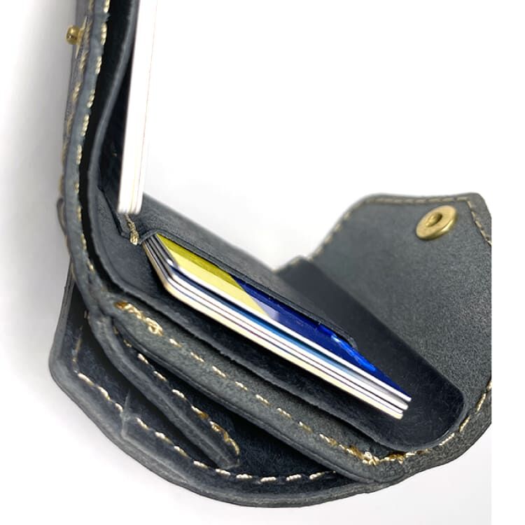 ポムポムさん　革面 cham チャム 本革 PUEBLO BOX WALLET ミニウォレット プエブロ