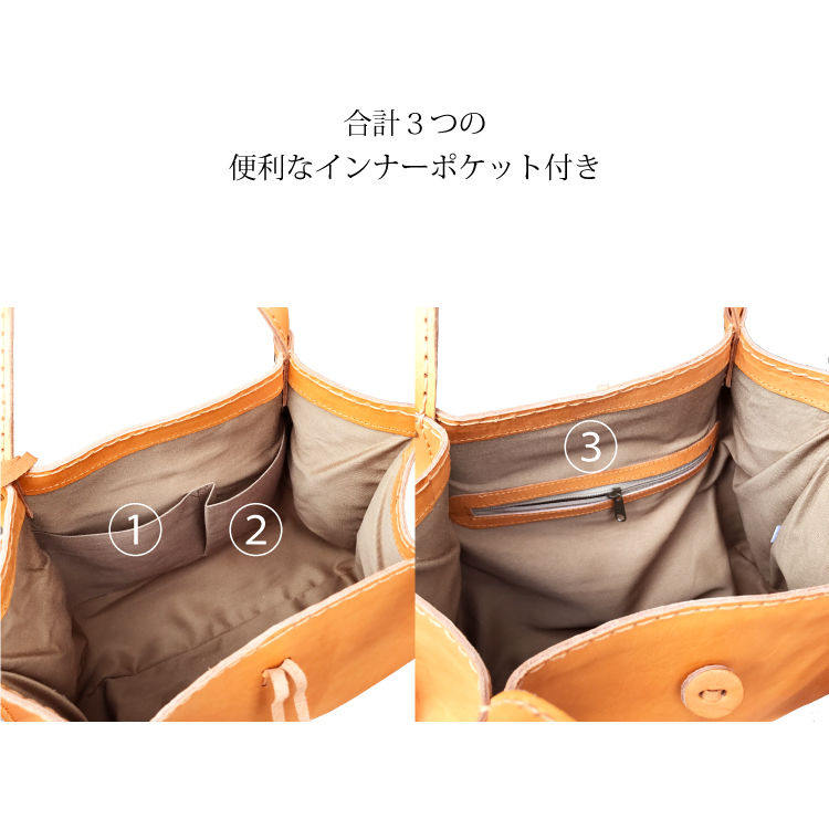 zucchero filato レザー トートバッグ ブラウン ポケット豊富 本革 カウレザー トートバッグ メンズ レディース BROWN