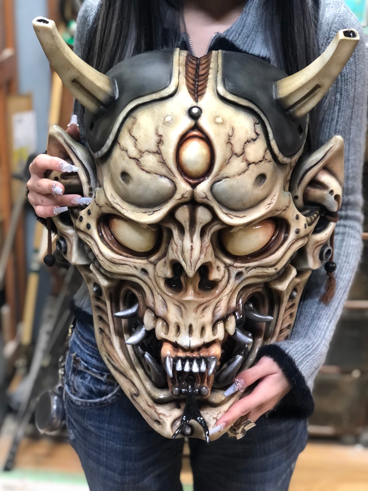 バイオメカ般若髑髏（デッドストック）Biomechanical Hannya skull (d