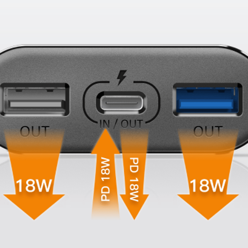 20000mAh モバイルバッテリー 18W HD-MBPD18W20000BTBK_P1b-