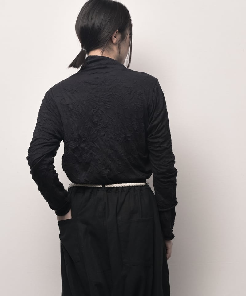 黒綿麻 縄ベルトサルエルパンツ | I R O F U S I online shop