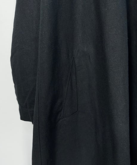 黒綿麻メンズショールカーディガン