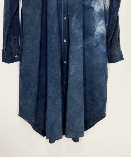藍墨 幻氷コットンスタンドロングシャツ