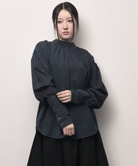 藍墨コットンクラシックブラウス