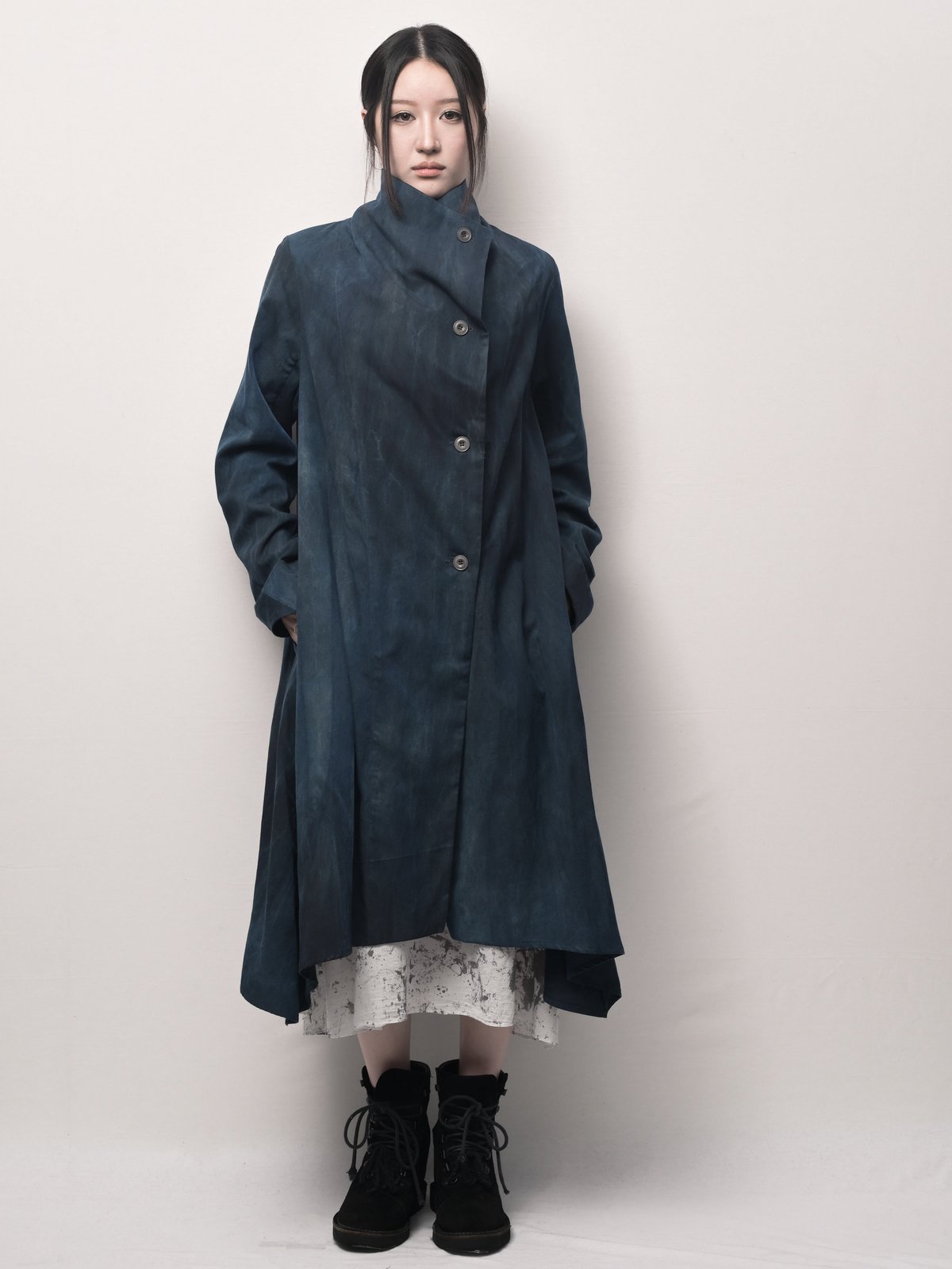 【美品】IROFUSI  コート　コーディガン　藍墨染　藍染　墨染　紺 藍墨 -aizumi-天泣ロングコーディガン | I R O F U S I online shop