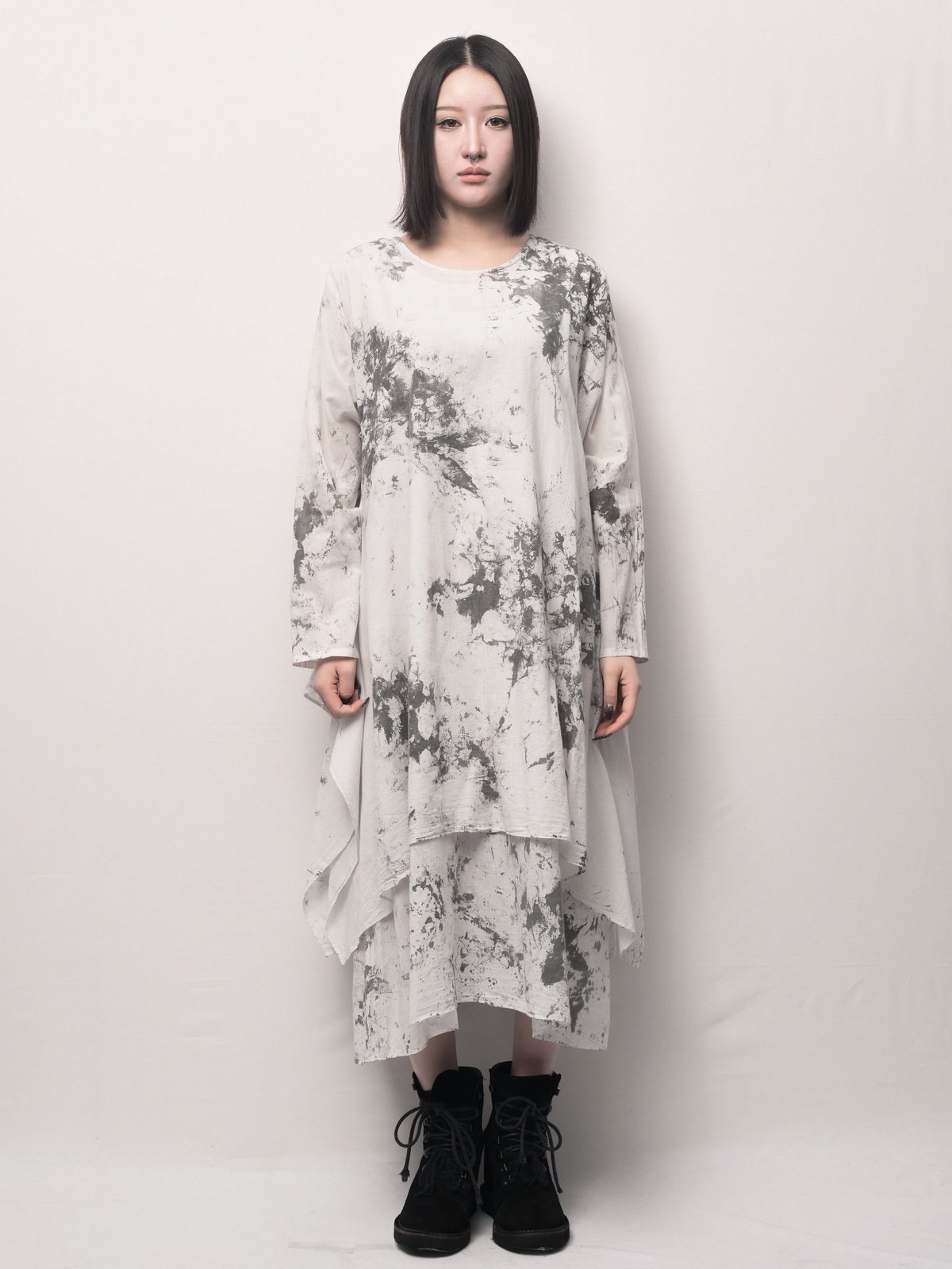 E83.美品◆イロフシ【一点もの/遊墨：youboku◆東雲 長袖 ワンピース】 fit=scale-down,w=1200