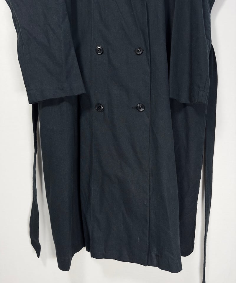 黒綿麻ワイドロングトレンチコート | I R O F U S I online shop