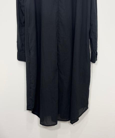 黒 ボイルスタンドロングシャツ
