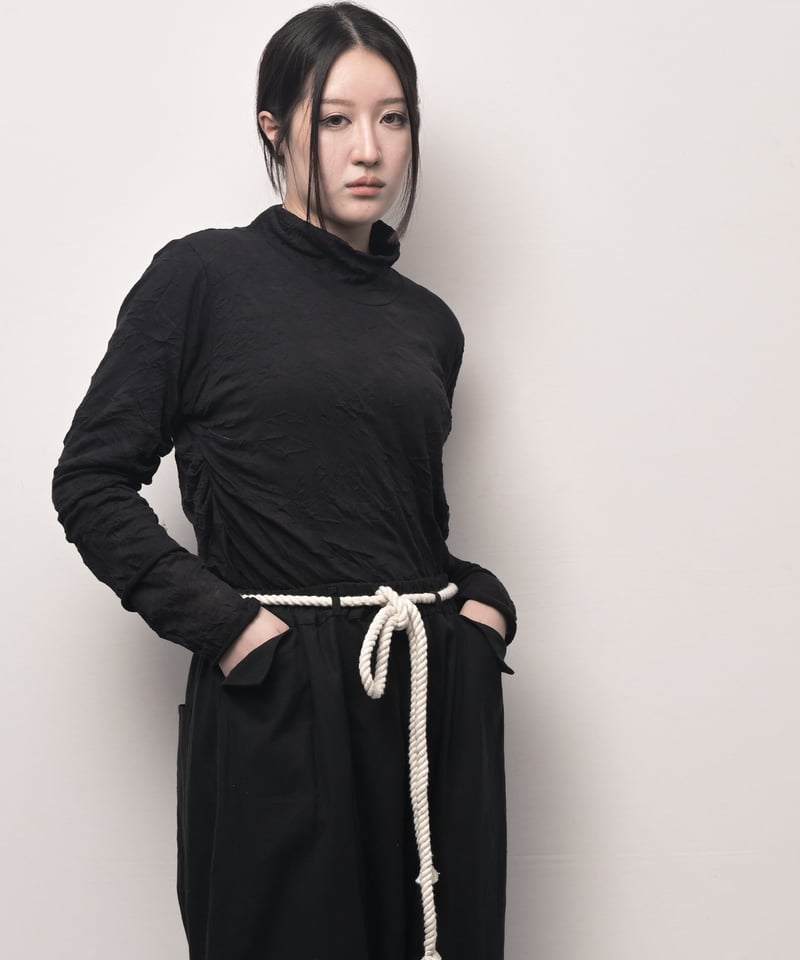 黒綿麻 縄ベルトサルエルパンツ | I R O F U S I online shop 黒綿麻 縄ベルトサルエルパンツ | I R O F U S I online shop