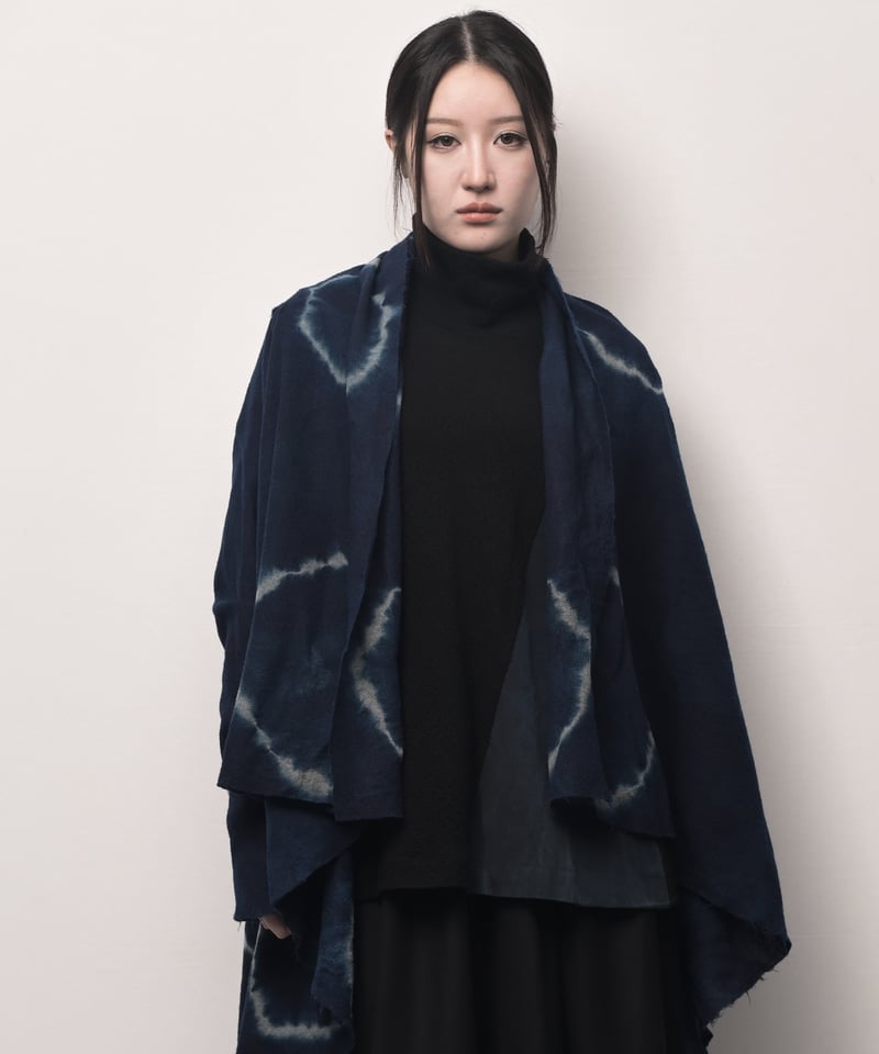 断切藍墨 日輪ウール四角カーディガン | I R O F U S I online shop