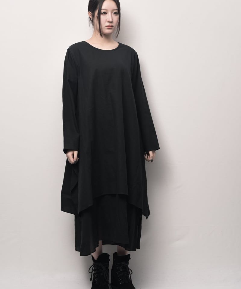 黒綿麻 東雲ワンピース長袖 | I R O F U S I online shop