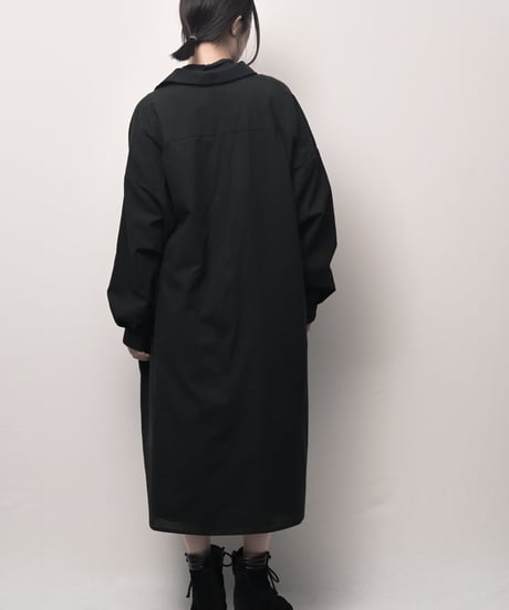 黒コットンロングドロップシャツ