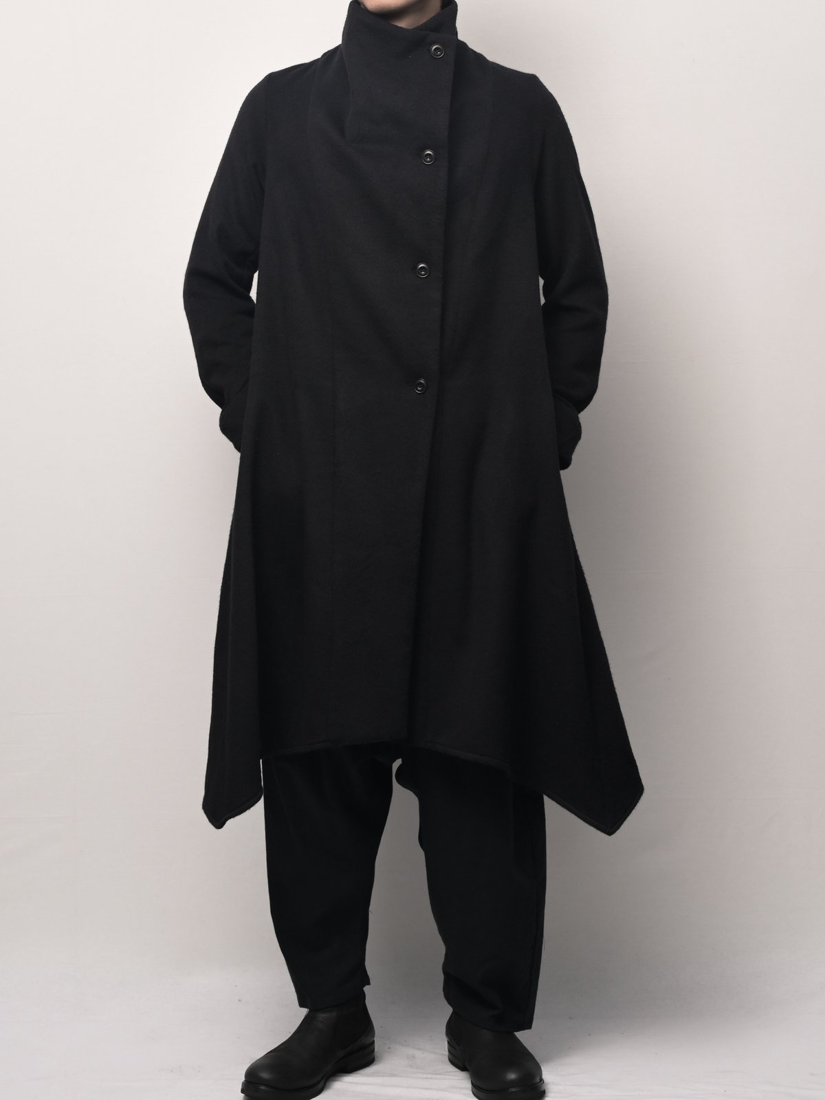 二重毛織断切黒ロングコーディガン | I R O F U S I online shop