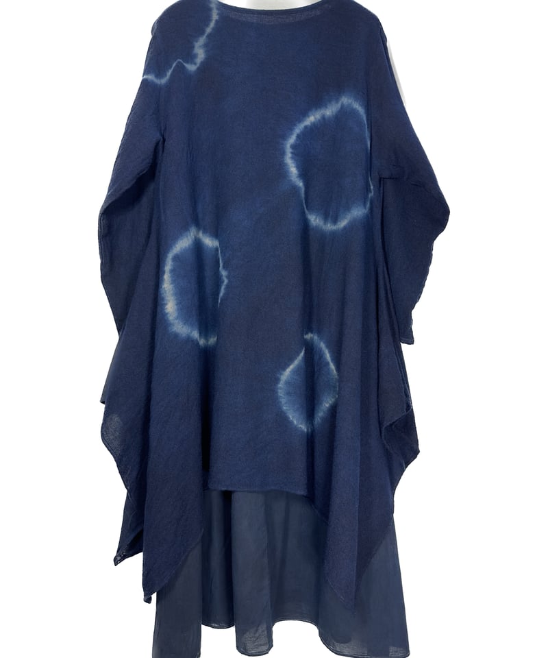 藍墨日輪ウール東雲ワンピース長袖 | I R O F U S I online shop