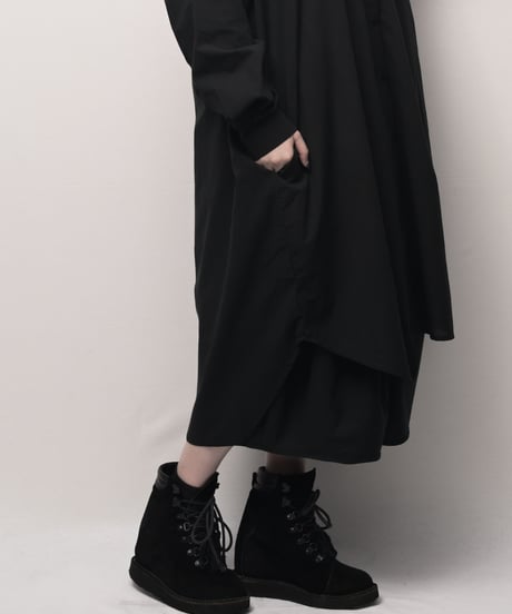 黒コットンロングドロップシャツ