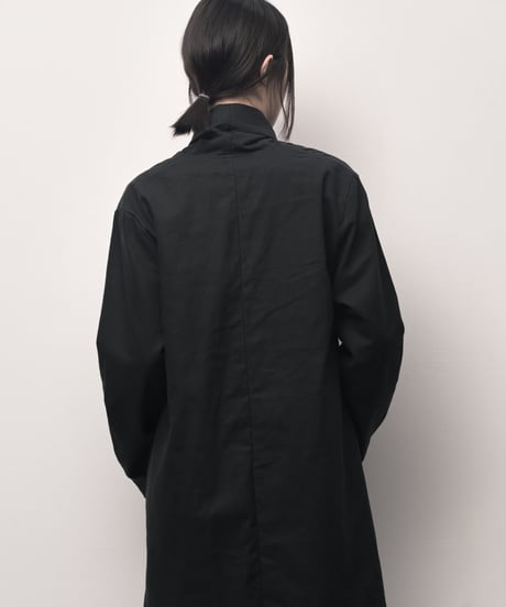 黒綿麻メンズショールカーディガン