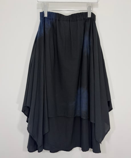 新 黒遊藍コットン二重四角スカート