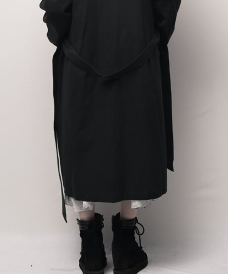 黒綿麻ワイドロングトレンチコート