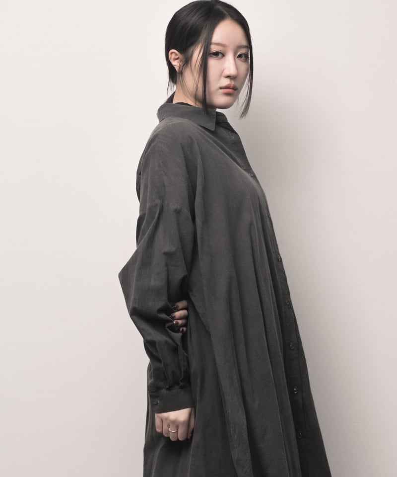 墨染コットンロングドロップシャツ | I R O F U S I online shop