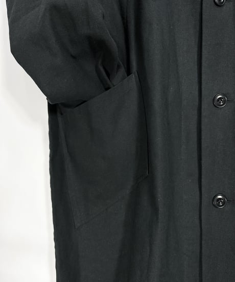 黒綿麻フードコーディガン