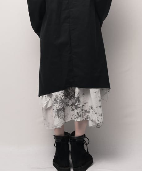 黒綿麻メンズショールカーディガン