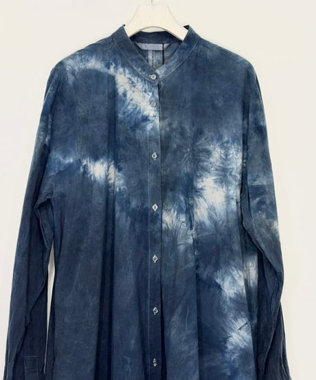 藍墨 幻氷コットンスタンドロングシャツ