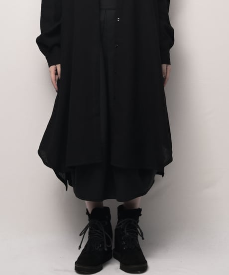 濡羽ウールロングドロップシャツ