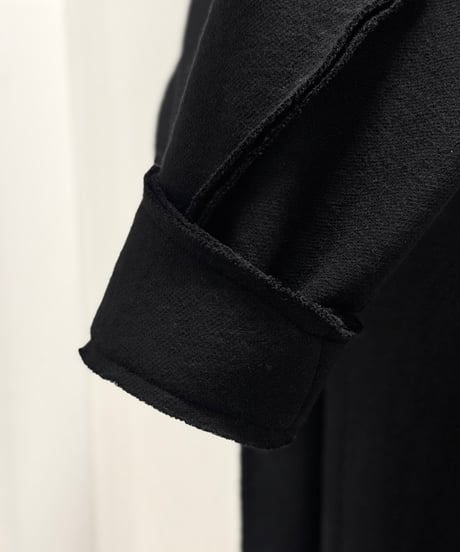 黒ウール裏毛断切ロングコーディガン