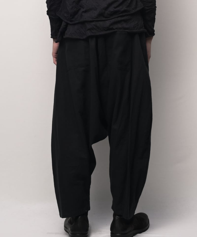黒綿麻 縄ベルトサルエルパンツ | I R O F U S I online shop