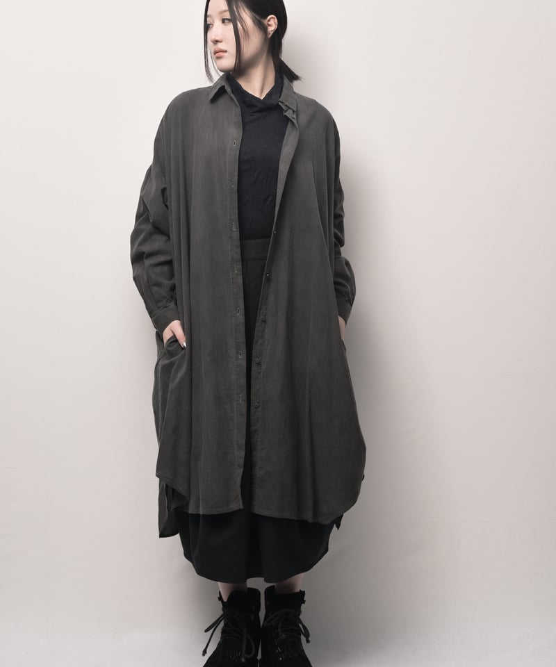 新品CIVARIZE7分袖シアーシャツ♡ワイヤー入り♡孔雀柄♡ロング丈♡はおり 墨染コットンロングドロップシャツ | I R O F U S I online shop