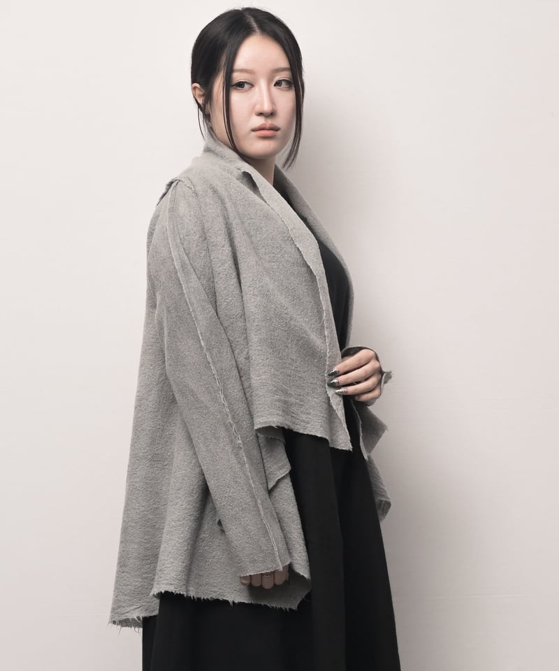 断切墨染ウール四角カーディガン | I R O F U S I online shop 断切墨染ウール四角カーディガン | I R O F U S I online shop