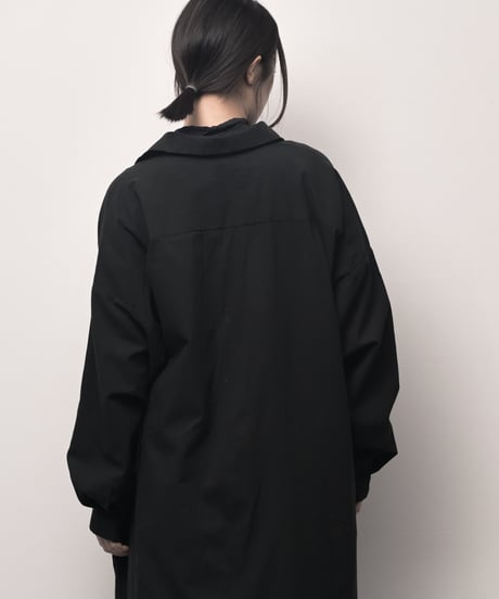 黒コットンロングドロップシャツ