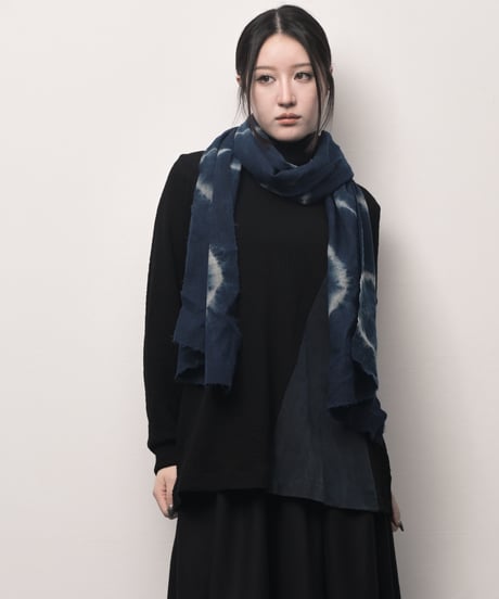断切 藍墨 日輪 傾斜ウールストール