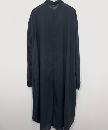 黒 ボイルスタンドロングシャツ