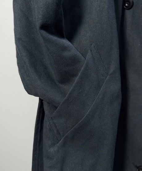 黒綿麻ワイドロングトレンチコート