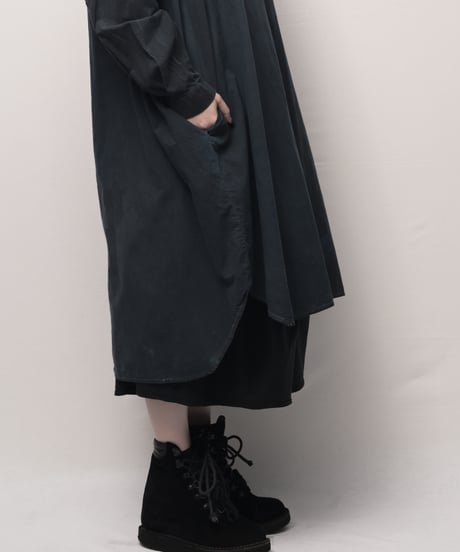 新藍墨コットンロングドロップシャツ