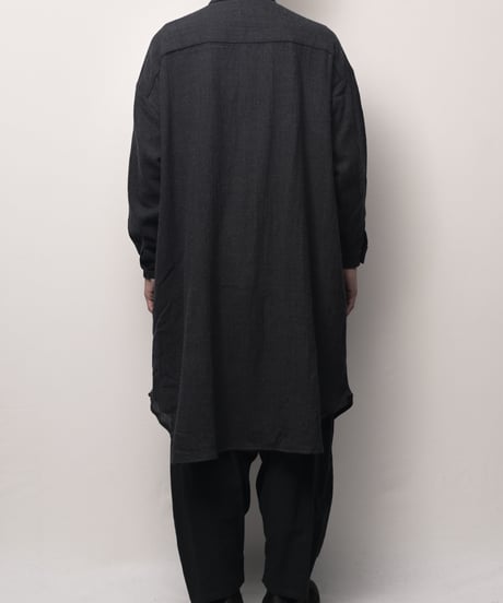 鈍色ウールロングドロップシャツ